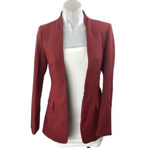 Zara Women's Red Open Front Long Sleeve Pockets Blazer Coat Jacket Top Size XS